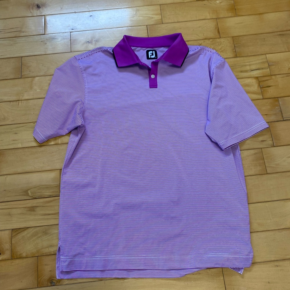 FootJoy Magenta and White Striped Polo